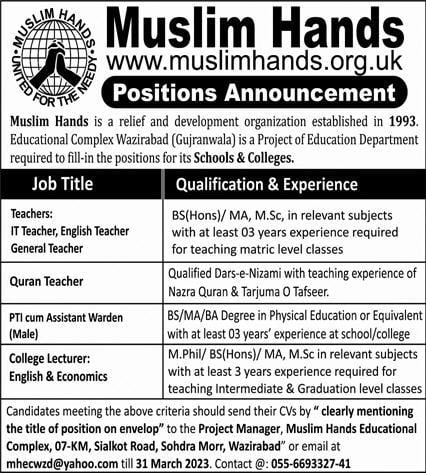 Muslim Hands Jobs 2023