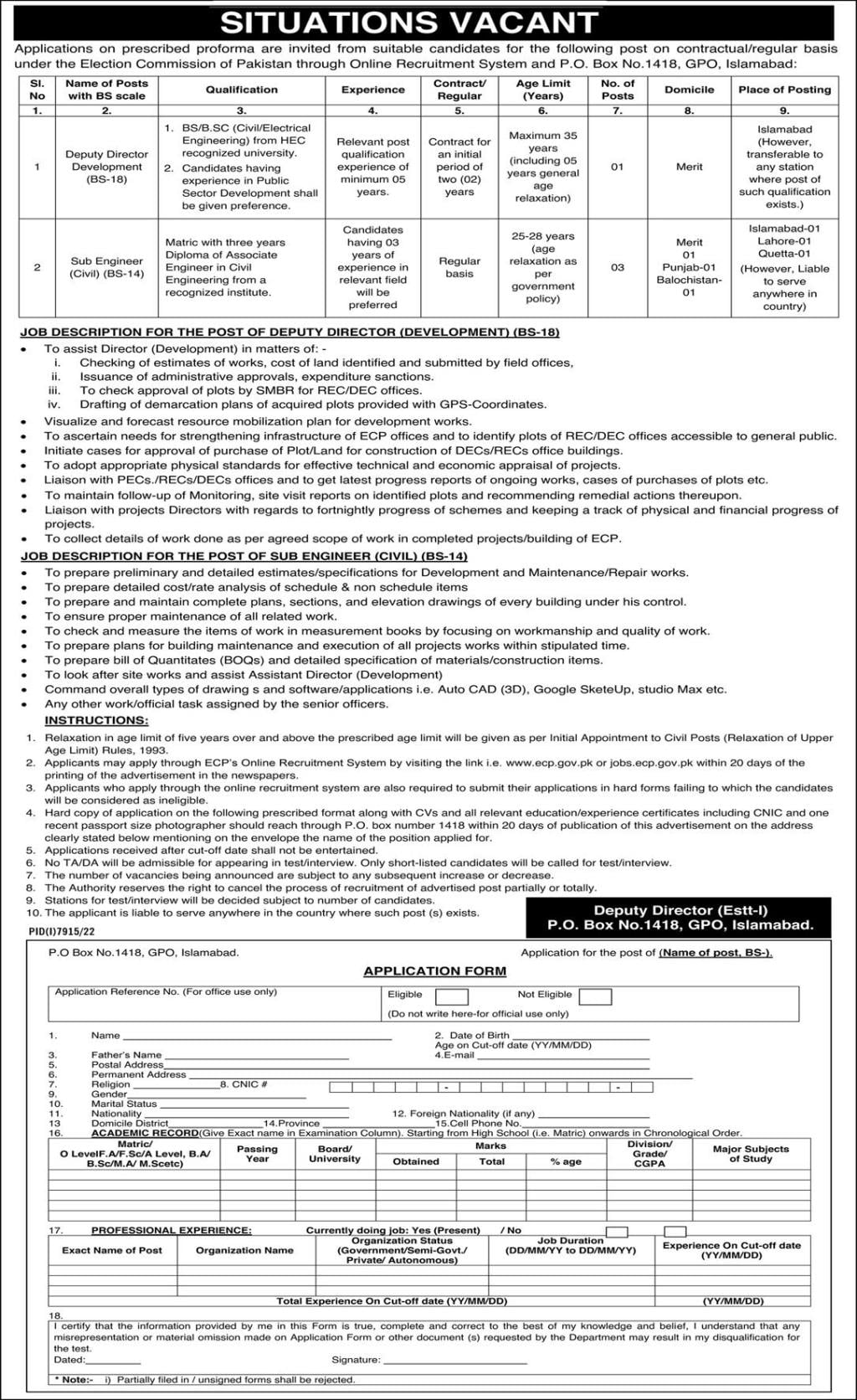 Election Commission of Pakistan ECP Jobs 2023