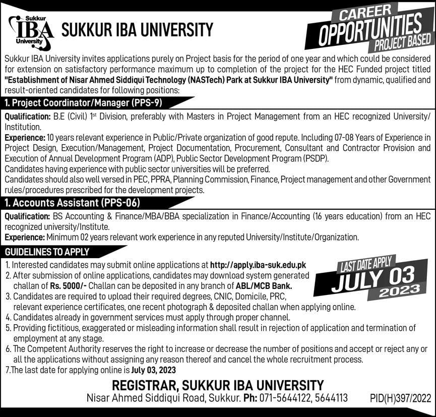 Sukkur IBA University Jobs 2023