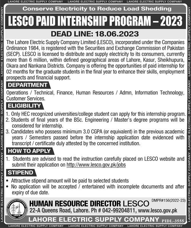 LESCO Internship Program 2023