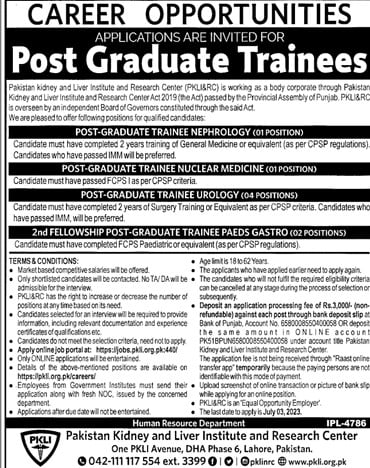 PKLI Post Graduate Trainee Jobs 2023