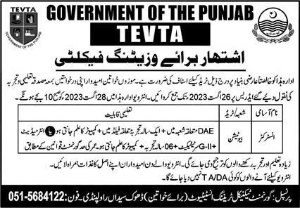 Punjab TEVTA Jobs 2023